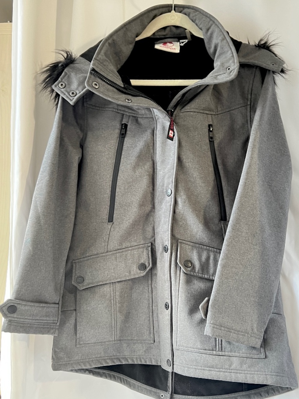 CANADA Weather Gear Gray Winter Jacket Coat Faux Fur Hood Women's Large